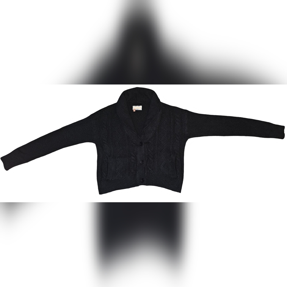 Pilcro Anthropologie Womens Black Shawl Cable-knit Button Cardigan Size Small - Picture 8 of 16
